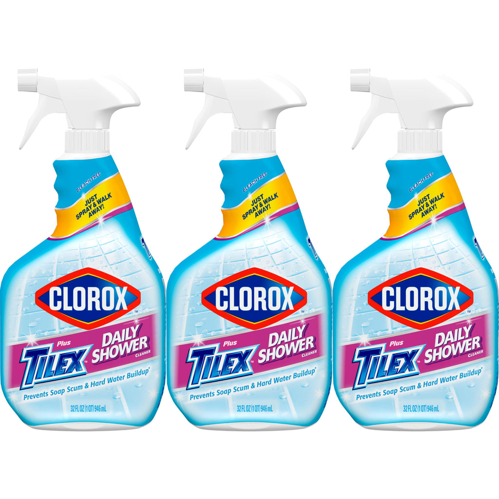 Clorox Plus Tilex Daily Shower Cleaner, 32 Fluid Ounce Spray Bottle, Pack of 3