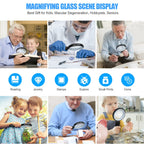 Rechargeable Magnifying Glass with Light, 30X 4.7IN Handheld Large Lightweight Lighted Magnify Len 21 LED 3 Modes Illuminated Book Magnifier forSenior,Reading,Inspection,Coin,JewelryChristmasGift