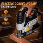 Jig Saw Corded: DEKOPRO Electric Jigsaw Tool Power Jig Saws for Woodworking, Wood Cutter Hand Tool with 6 Variable Speed, 4 Orbital Settings, ±45° Bevel Cutting, Tool-less Blade Quick Release