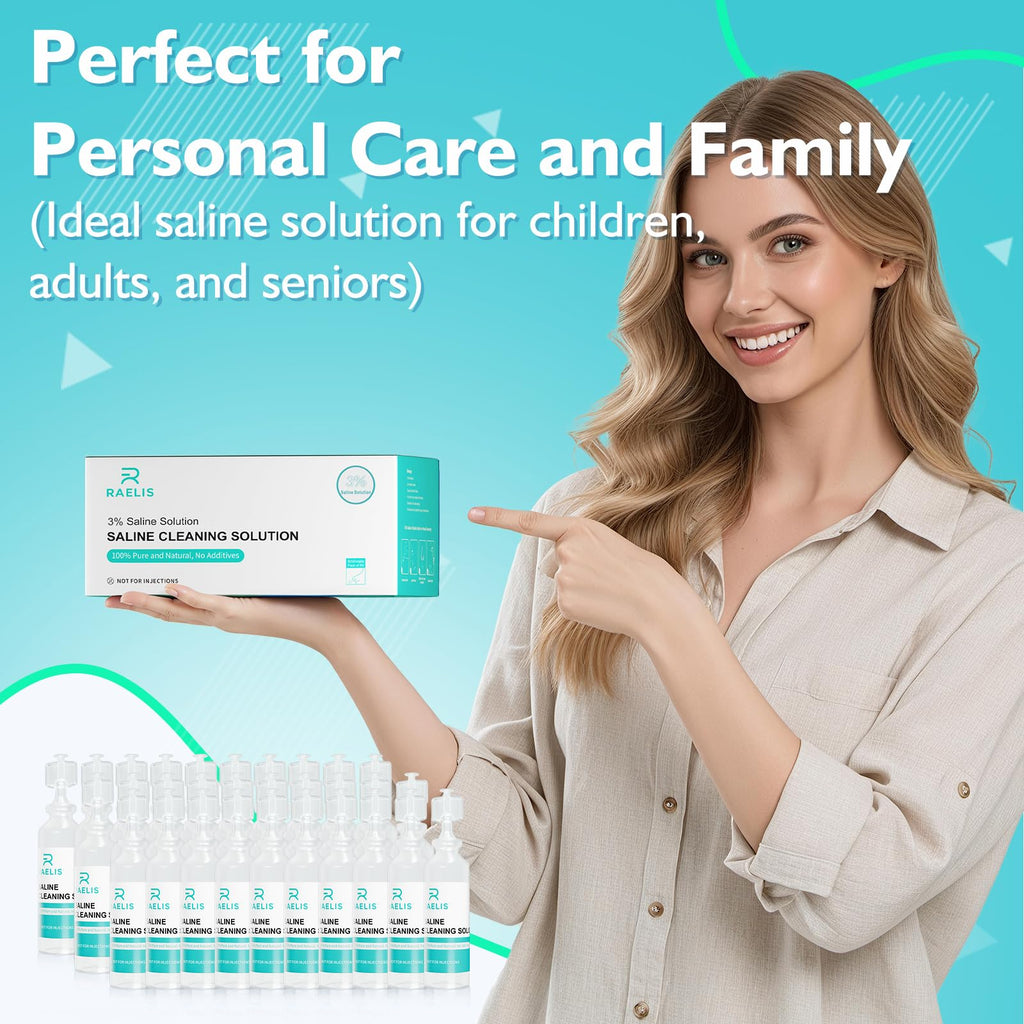 3% Saline Solution for Household Uses, 300ml (10.56 FL OZ), 5ml Each, 60 Pack