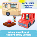 Tile Town Bluey Heeler Camper Magnetic Tile Set with Bluey and Bandit Figures, Magnetic Building Set, Interactive Construction Toy, Safe and Creative Magnet Tiles, Buildable Tile Sets for Kids 3+