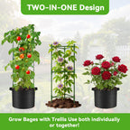 SOUNDVALUE 3 Pack Tomato Cage with 10 Gallon Grow Bag for Garden Balcony