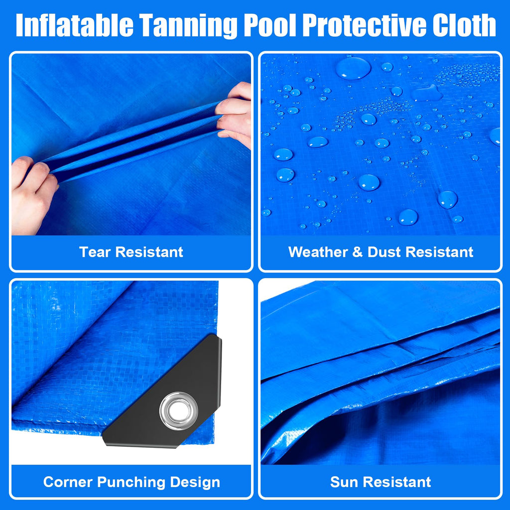 Protection Tarp for Inflatable Tanning Pool Lounger Float 86.6"x62.9" Adults Pool Floats Pad Rectangle Inflatable Pool Liner Pad for Sunbathing Water Bed Lounge Tanning Chair Thickened Mat