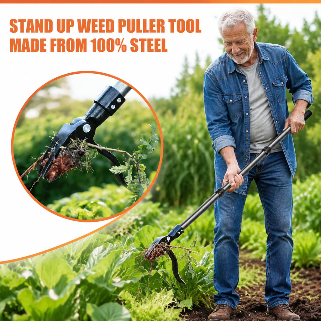 GOXAWEE Stand Up Weed Puller Tool with 45″ Long Handle, Manual Weeder Tool