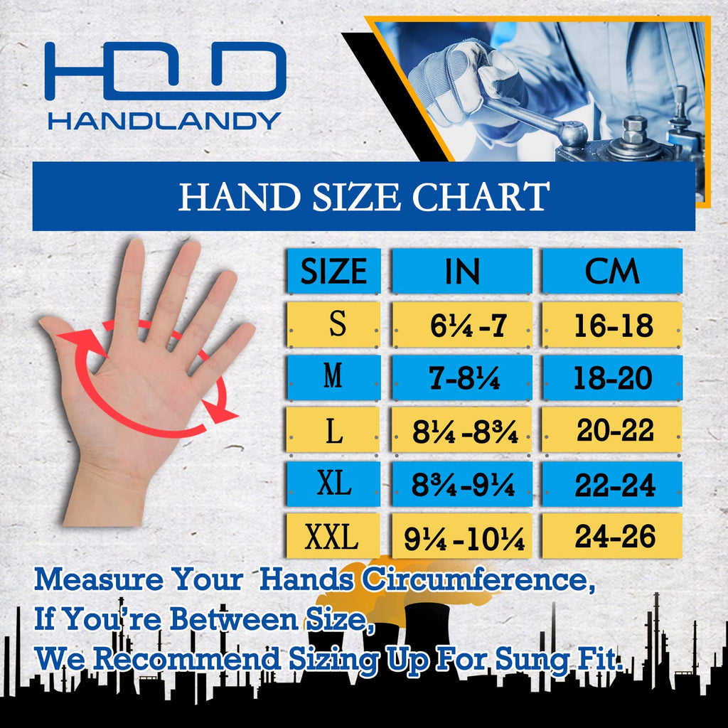 HANDLANDY Fingerless Work Gloves for Men, Half Finger Working Glove Grip Shock-Absorbing Breathable Uwrist TPR Anti-collision Gloves for Mens & Women (L)