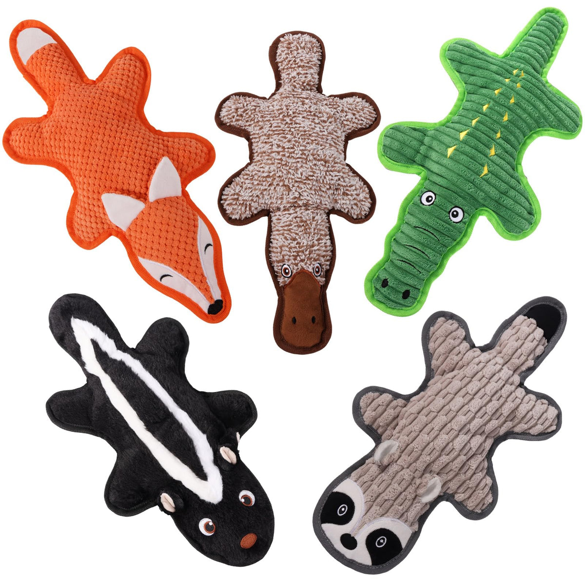 Eneston 5 Pack No Stuffing Squeaky Dog Toys for Large Dogs - Interactive Durable Plush Chew Toy with Crinkle Paper, Safe Pet Toy for Small to Large Breed, Ideal for Puppy Gifts & Tug of War Toys