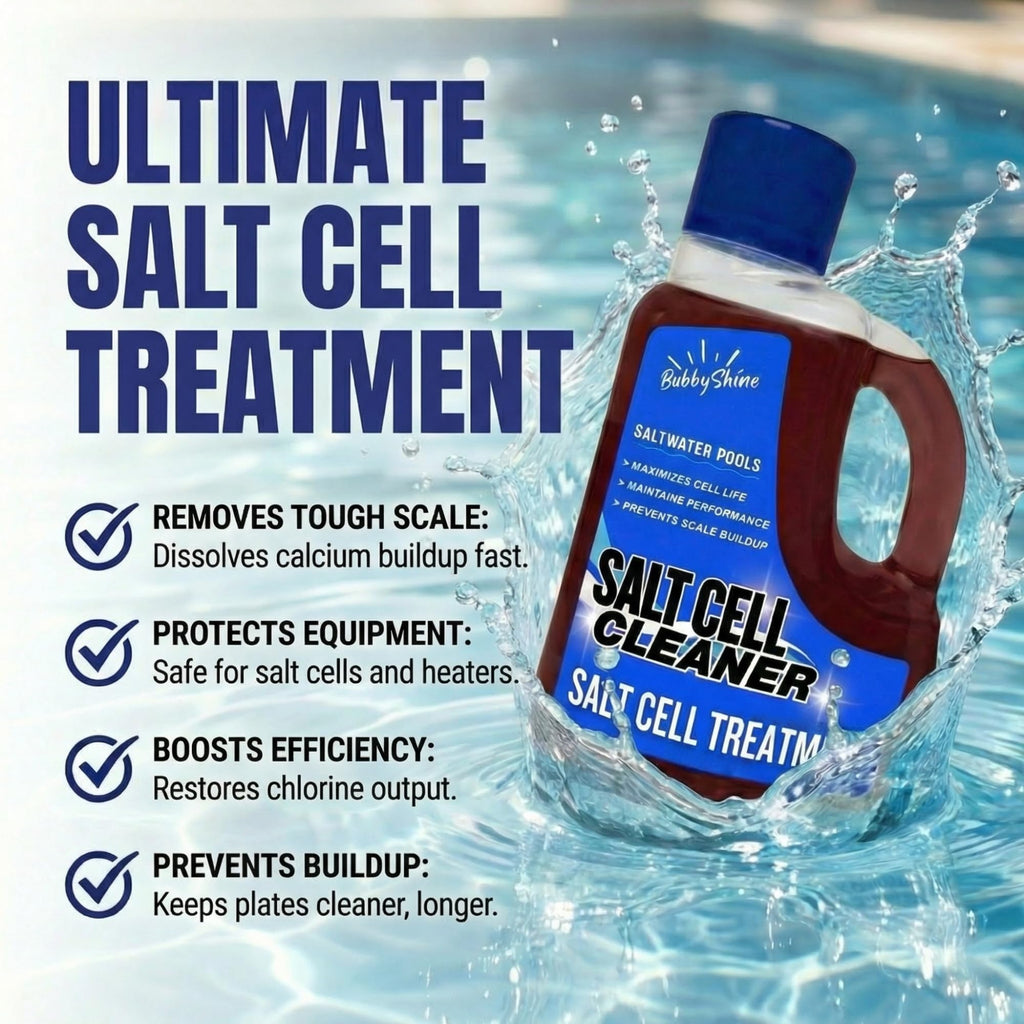 Salt Cell Cleaner for Pool - 3 L (101.5 fl oz) - Pool Salt Cell Cleaner Solution for Saltwater Pools, Helps Reduce Scale Buildup & Support Generator Performance (SWG) - BubbyShine