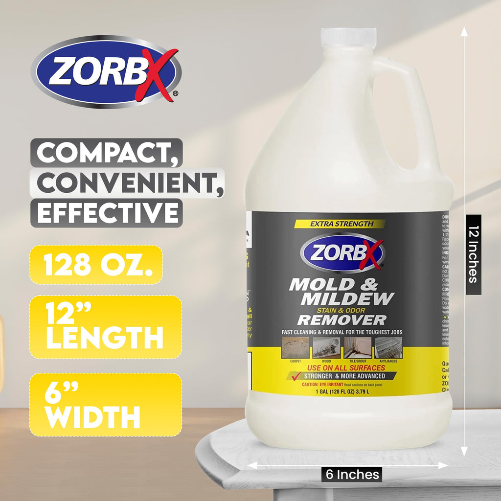 ZORBX Stain & Odor Remover & Cleaner Spray 128 FL Oz Refill – Scrub Free Formula - Bleach Free Stain & Smell Eliminator for Shower, Bathroom, Ceiling, Carpet, Cars, Walls & Wood