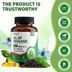 PWERD 300 Softgels Wild Oregano Oil Capsules Organic Pills of Oregano Softgels Capsules Organic with Black Seed Oil