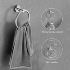 Hinmood Towel Bar Set Brushed Nickel, Bathroom Towel Ring Set 5pcs Including 2pcs 16'' Tower Bar, Towel Ring and 2 PCS Towel Hooks