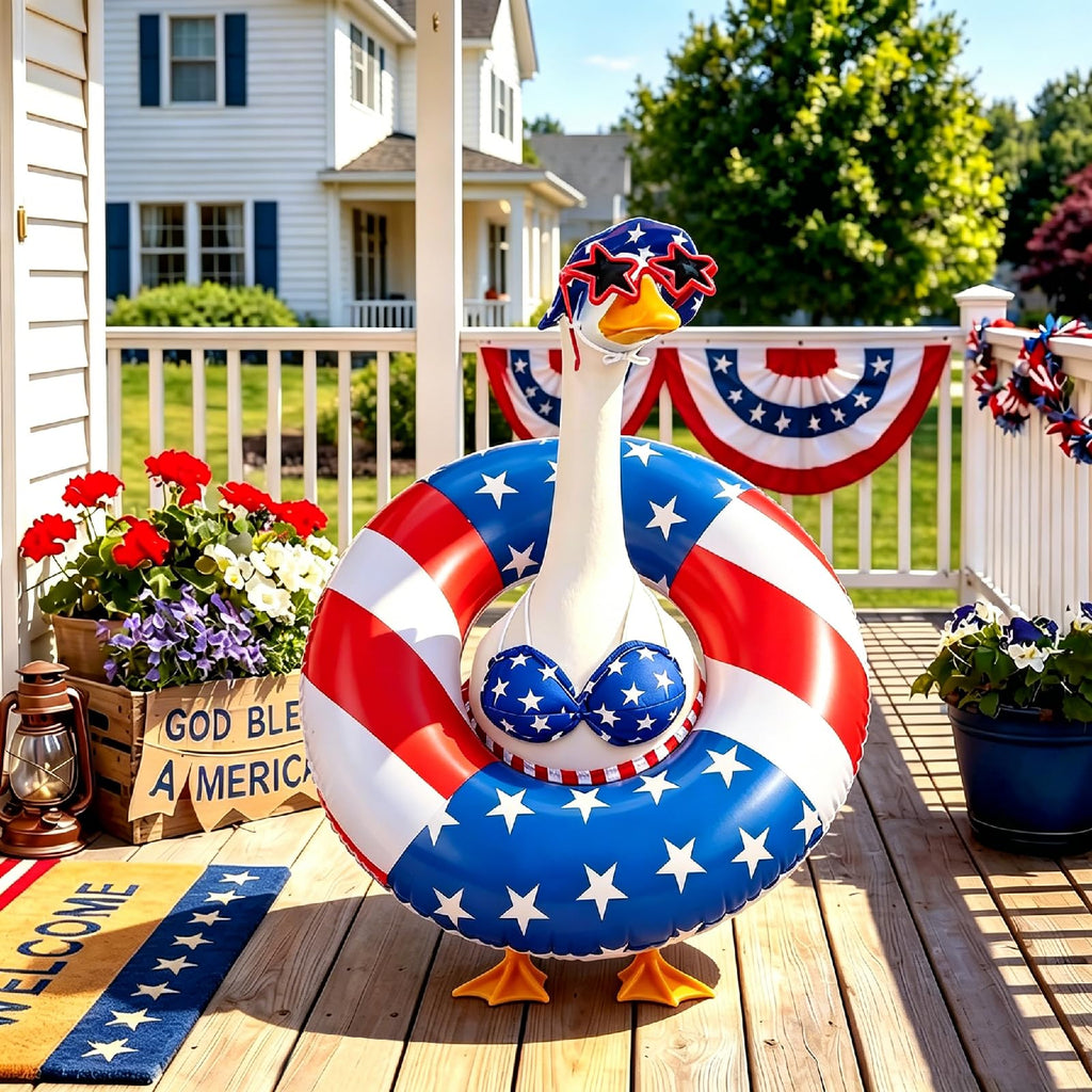 Jovoria 4th of July Patriotic Porch Goose Outfits for 23 Inch Lawn Statue