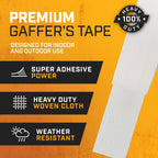 Lockport White Gaffers Tape 2 inch x 45 Yards - Pro White Gaff Tape - No Residue, Water Resistant, Non- Reflective, Easy Tear - Multipurpose