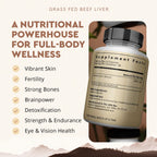 Ancestral Supplements Grass Fed Beef Liver 180 Capsules, Supports Energy Production, Detoxification, Digestion, Immunity and Full Body Wellness, Non-GMO, Freeze Dried Liver Health Supplement
