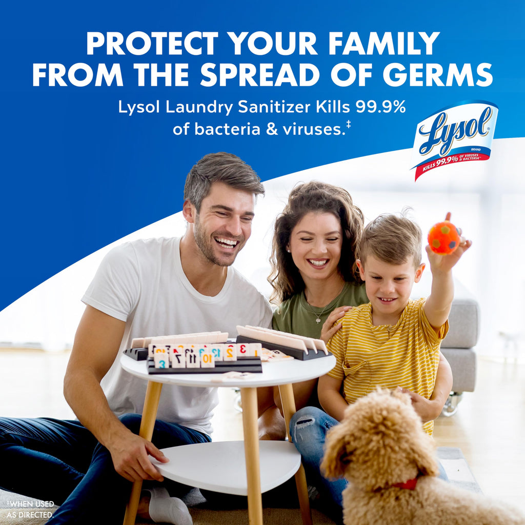 Lysol Laundry Sanitizer Additive, Free & Clear, Free from Fragrance and Dyes, 0% Bleach Laundry Sanitizer, Bacteria-causing Laundry Odor Eliminator, Unscented, 90 Fl Oz (Pack of 1) - Package May Vary
