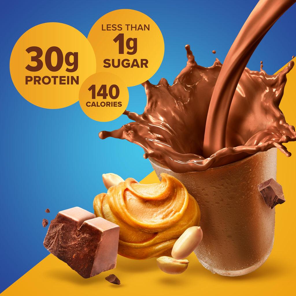 Pure Protein Complete Protein Shake, Chocolate Peanut Butter, 30g High Protein Drink, Less than 1g Sugar, 3g Fiber, Ready to Drink, Non GMO, On-the-Go Shakes, 11oz Bottles, 12 Pack