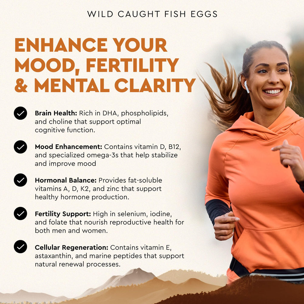 Ancestral Supplements Wild Caught Fish Eggs, 2400mg, Omega-3 Supplement Supports Brain, Heart, Fertility and Inflammatory Health, Whole Food Source of Vitamin D, K2, and A, Non-GMO, 180 Capsules