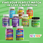NEVISS Kids 4+ & Teens Super Greens 40-in-1 Gummies w/Multivitamin, Omega3 Iron, D3K2, Picky Eater Organic Super Fruits Veggies Superfood Gummy, Mushroom, Lutein | Immune Bone Brain Energy, Sugar Free