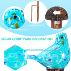 Garden Solar Lights,Solar Garden Stake Lights - Hand Blown Glass Decorative Garden Pathway Lights Outdoor Waterproof Sky Blue Bird Glass Stakes