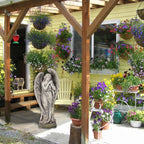 Outdoor Statues Angel Décor Garden Statue - 34 inch Large Garden Angels Outdoor Religious Statues Catholic Resin Concrete Finish Yard Patio Deck Home Entryway Hallway Sculpture 13.7*9.8*34 Inch