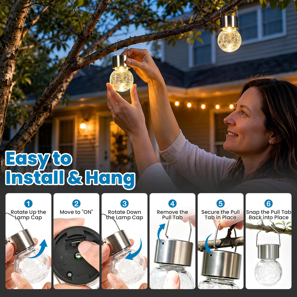 SOLPEX Hanging Solar Lights for Outside Garden Solar Hanging Lanterns 8 Pc