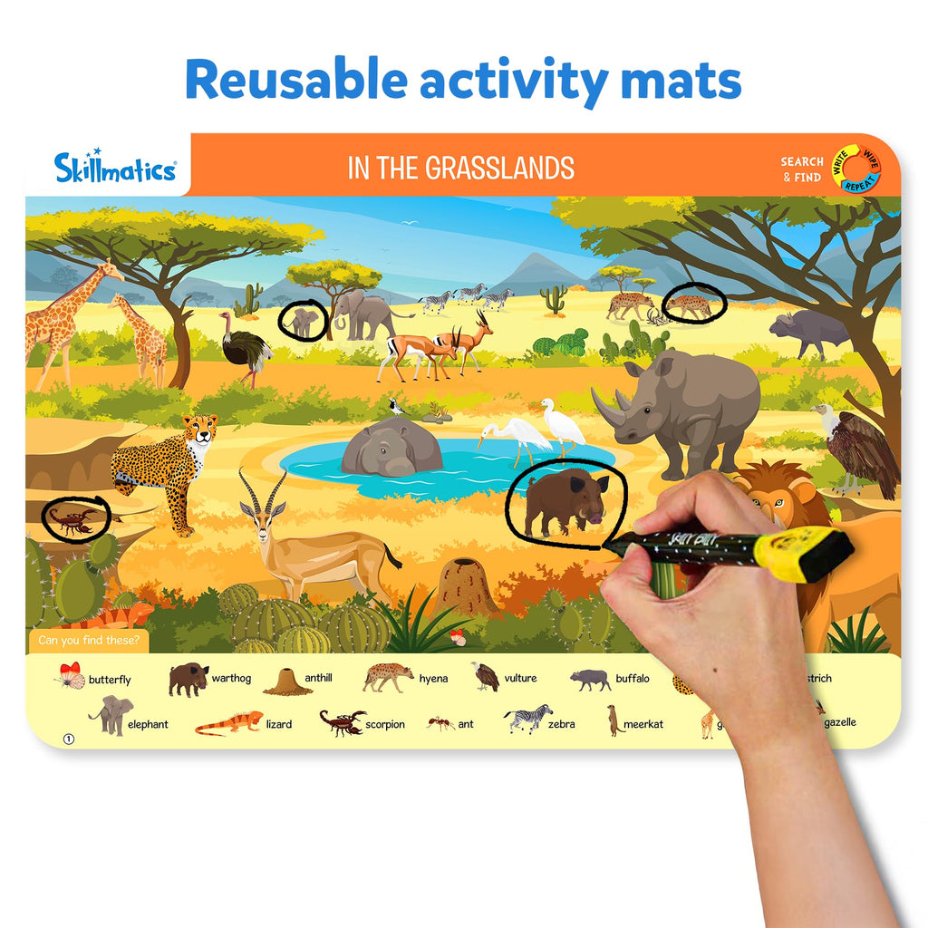 Skillmatics Search and Find Animals Educational Game - Reusable Preschool Learning Activities, Perfect for Toddlers & Kids Who Love Toys, Art & Crafts, Builds Vocabulary, Gifts for Ages 3, 4, 5, 6