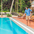Mowend 10.5 Foot Aluminum Telescopic Swimming Pool Pole - 8 Adjustable Connecting Sections, Expandable Step-Up Length - Attach Connect Skimmer Nets, Rakes, Brushes, Vacuum Heads, Maintenance