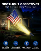 HGGH Solar Lights Outdoor Waterproof IP67, 60 LED 3 Lighting Modes Solar Spot Lights Outdoor for Yard Garden Pathway Landscape, Auto On/Off, Function 2 in 1(Warm White, 4 Pack)