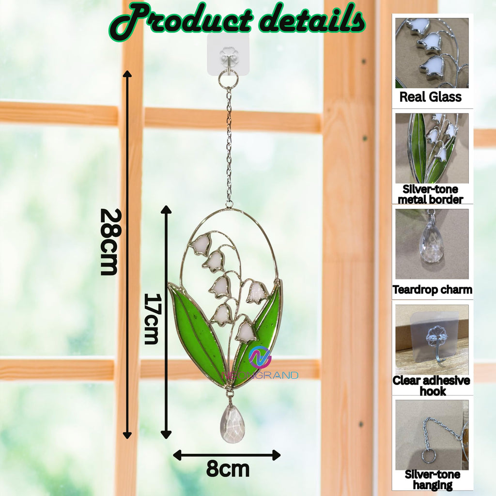 Real Stain Glass Decor Birth Flower Suncatcher Lily of The Valley Suncatcher Lily of the Valley Stained Glass Window Hanging Plant Room Decor Hanging Plant Lover Gifts Home Gardening Gifts for Women