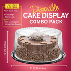 10 - 11" Plastic Disposable Cake Containers Carriers with Dome Lids and Cake Boards | 5 Round Cake Carriers for Transport | Clear Bundt Cake Boxes / Cover | 2-3 Layer Cake Holder Display Containers