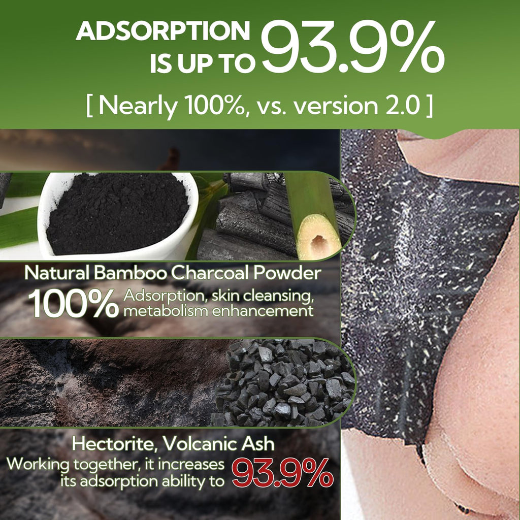 LANBENA 3.0 Bamboo Charcoal Nose Pore Strips, UPGRADED Blackhead Remover Mask for Stubborn Blackheads, Dirts, Whiteheads, Oil and More, Face Pore Purifying Cleansing, Aloe Vera, Volcanic Ash
