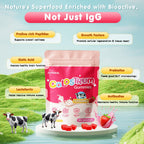 JUYIHEAL Core Bovine Colostrum Gummies, 1g Per Serving Grass Fed Colostrum Chews Colostrum Supplement for Gut Health, Hair Growth, Beauty, and Immune Support, Strawberry Flavor 60 Servings