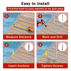 Garvee Pool Handrail 55"x32", Pool Railings for Inground Pools, Safety Handrails 375lbs Load Capacity, 304 Stainless Steel Stair Rail with Grip Cover