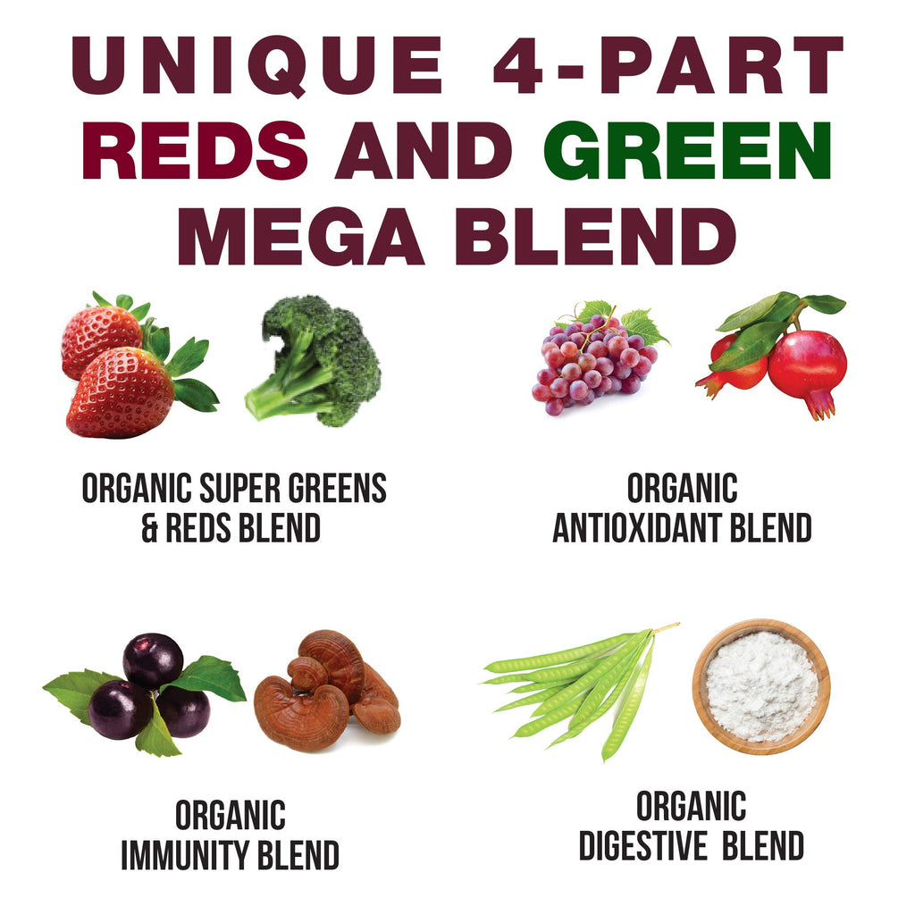 Kids Greens and Reds Superfood Powder - Best Tasting Organic Vegan Super Food Juice with 25+ Fruits and Vegetables - Gluten Free Real Food Vitamins - Green and Red Superfoods Supplement for Children
