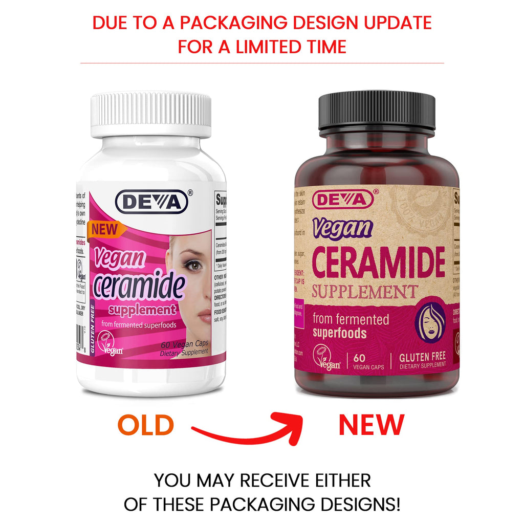 DEVA Vegan Vitamins Skin Restoring Ceramide Supplement Tablets, 60 Count, (Pack of 2)