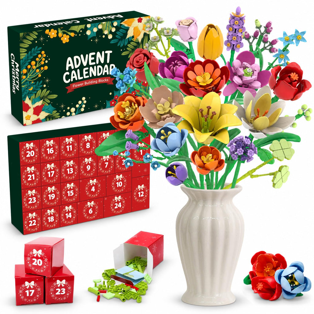 Flower Advent Calendar 2026 – 24 Day Christmas Countdown Building Set