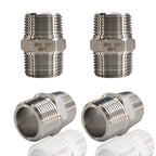 4PCS 3/4" x 3/4" NPT Male Hex Nipple Pipe Fittings, 304 Stainless Steel 3/4 inch MNPT Threaded Pipe Adapter Fittings Equal Nipples Straight Connector