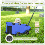 Foldable Pet Wagon with Handle, Pink and Black, Rolling Dog Stroller Cart (Blue)