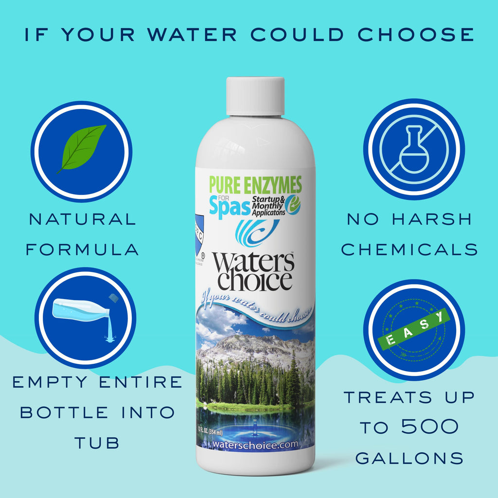 Waters Choice Pure Enzymes for Spas 3 Pack- Hot Tub Enzyme Cleaner & Spa Water Clarifier – Chemical-Free Hot Tub Cleaner, Spa Enzyme Treatment for Crystal Clear Water, No Harsh Chemicals