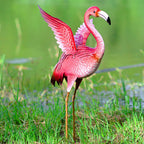 Natelf Garden Flamingo Statue and Sculptures, Outdoor Metal Bird Statues Yard Art, Pink Flamingos Lawn Ornament for Patio Backyard Porch Decorations