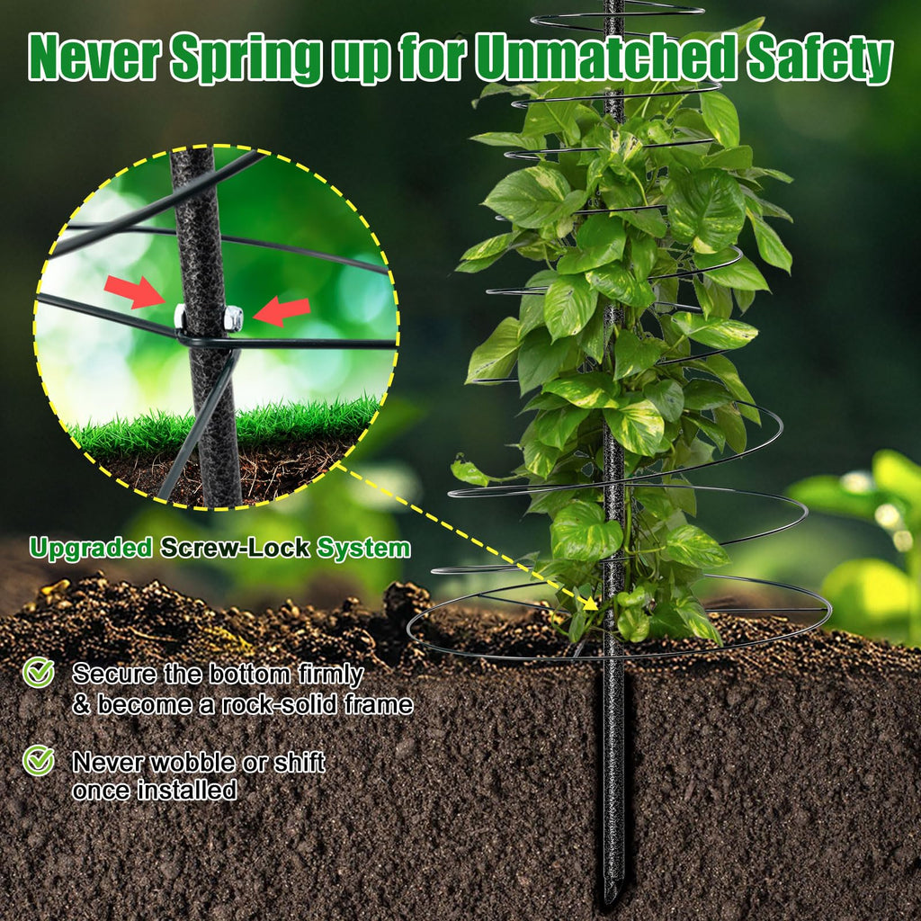 2 Pack Spiral Metal Garden Trellis for Climbing Plants Outdoor - 72" Large Heavy Duty Plant Support Tower with Center Pole, for Outdoor Garden, Raised Bed,Backyard,Container Gardening