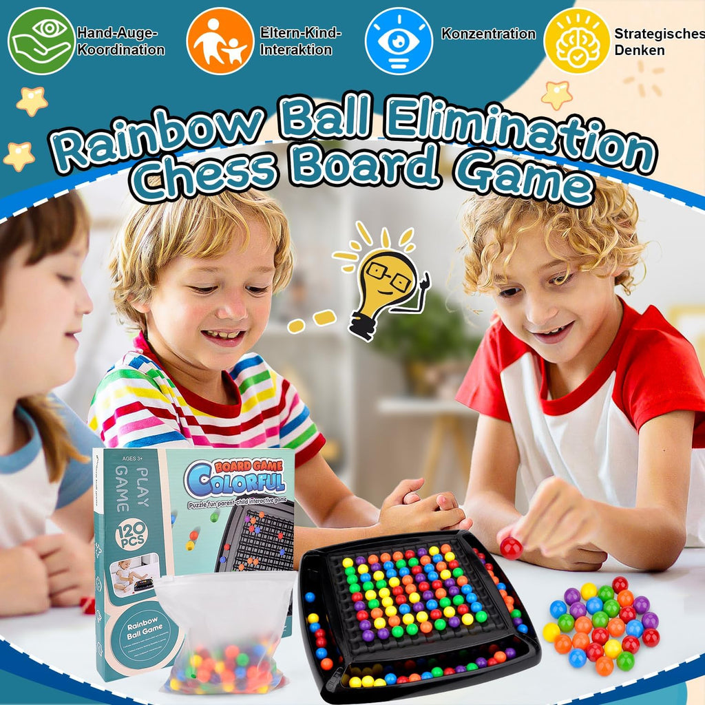 Intellectual Chess Board Game, Chess Elimination Board Game, 120 Pieces Rainbow Color Beads Board Game Interactive Strategy Board Game for Children and Adults