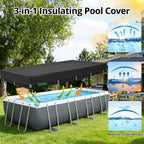 QH.HOME 550D 8x16 Ft Rectangular Pool Cover [Upgraded Tear Resistant & Quadruple Windpoof]wth Pre-Installed Winch and Rope,Pool Covers for Above Ground Pools Rectangle-Snug Fit & Waterproof Protection
