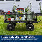 BILT HARD 10" Flat Free Tires Heavy Duty Garden Cart with 180° Rotating Handle and Removable Sides, 4 Cu.Ft 880 lbs Capacity Utility Steel Wagons for Outdoor, Yard