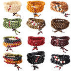 108 Mala Bead Bracelets 8MM Buddhist Prayer Sandalwood Wood Beaded Bracelet