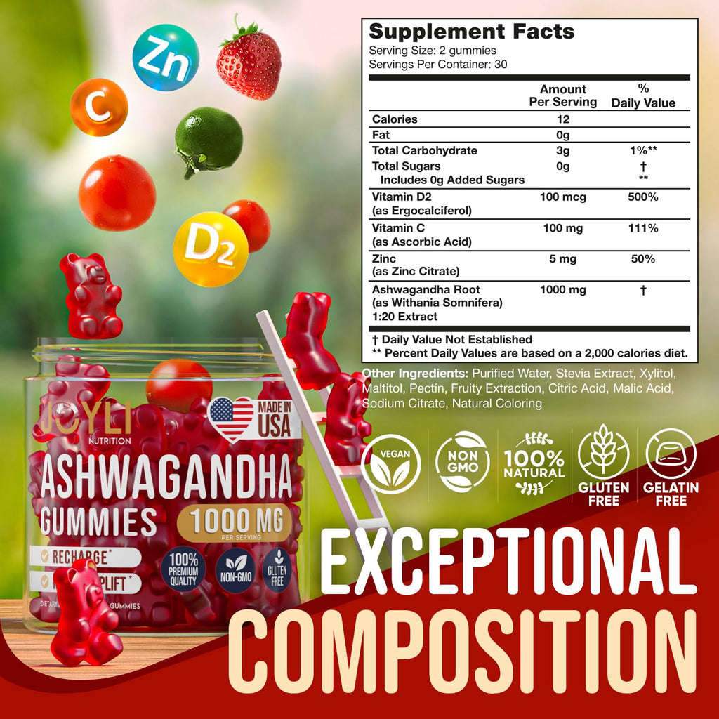 [2 Pack] Ashwagandha Gummies for Women & Men — Natural Soothing Gummies with Pure Ashwagandha Root Extract Vitamin C Zinc — Ashwagandha Supplements for Focus & Rest — 120 Sugar Free Chews