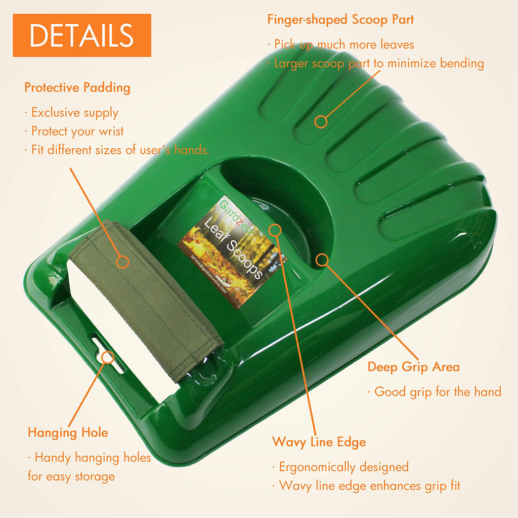 Gardzen Plastic Large Leaf Scoop & 12 Tines Gardening Leaf Rake Set, Comes with 72 Gallon Garden Bag
