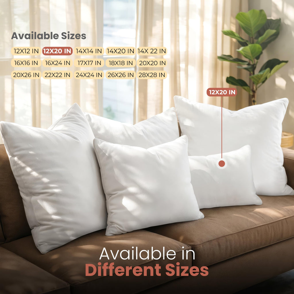 Utopia Bedding 12x20 Pillow Inserts, White Throw Pillows for Couch, 2 Pack