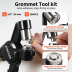 Grommet Tool Kit, 3/8 Inch Handheld Eyelet Kit Hole Punch Grommet Eyelet Press Pliers with 300 Silver Anti-Rust Grommets for Tarp Leather Fabric Tent and So On