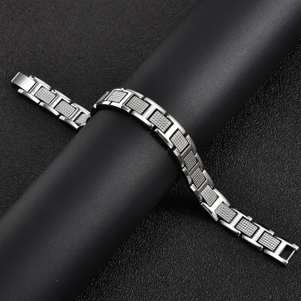 VNOX Mens Silver Bracelet Inoxidable Metal Stainless Steel Link Chain Bracelets Elegant Jewelry Gifts for Men Dad Husband,Adjustable