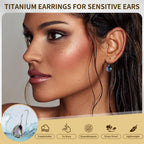 Limerencia Hypoallergenic Pure Titanium Cubic Zirconia Dangle Hoop Earrings, Water drops CZ/Opal Lightweight Drop Earrings for Sensitive Ears Women